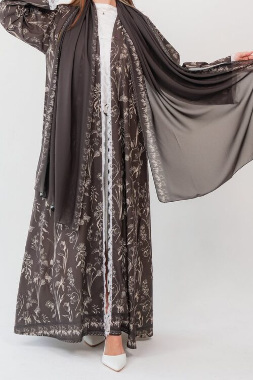 Ivory Bloom Abaya and Sheila